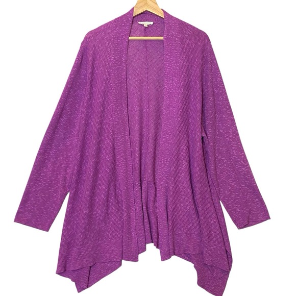 Eileen Fisher Open Front Cardigan 3X Purple Linen Cotton Breathable Comfortable - Picture 1 of 8